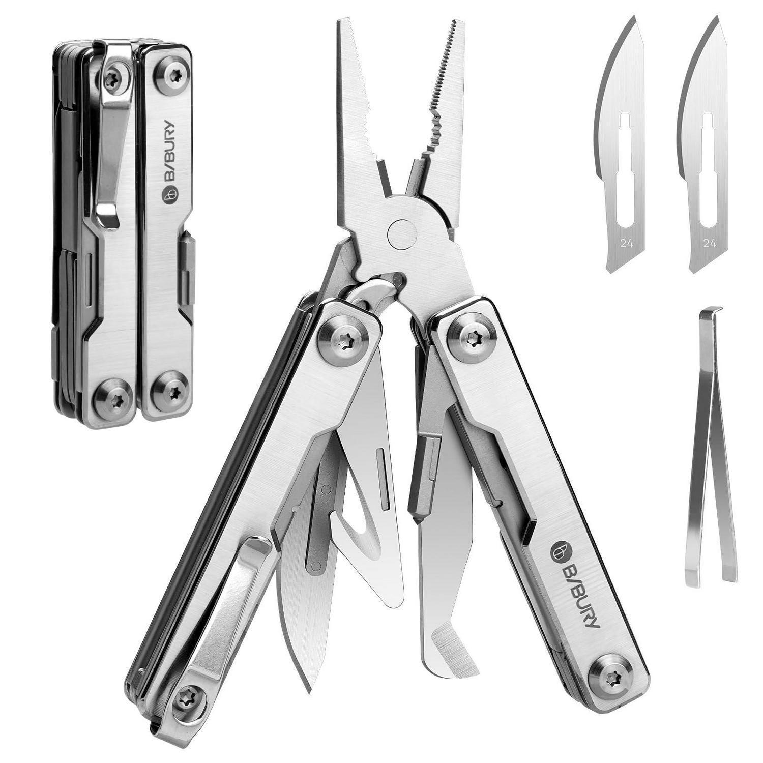 Mini Multitool Zange 10-in-1 Mit Glasbrecher, Gurtschneider, Pinzette, Edelstahl, Faltbar