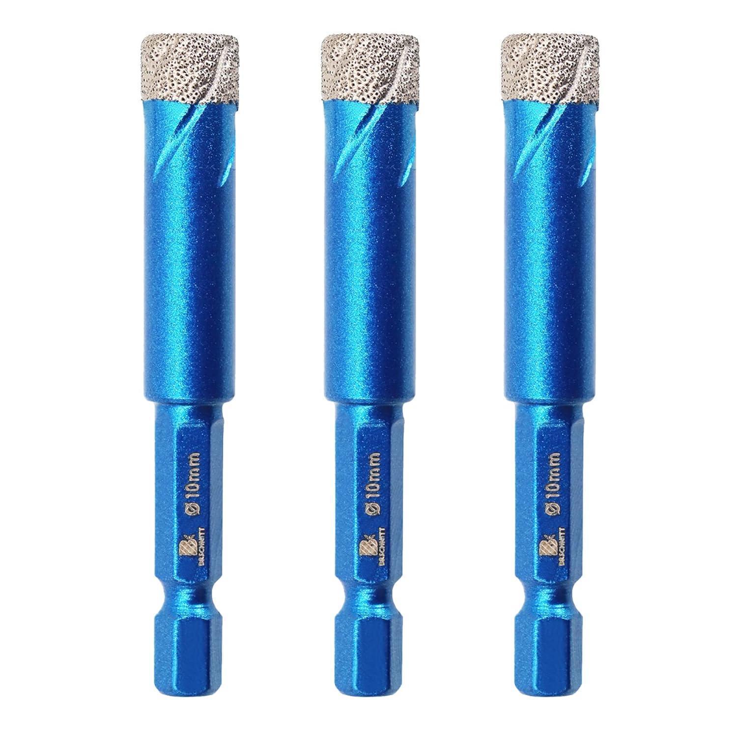 Diamantbohrer Set 10mm 3 Stück Für Fliesen, Keramik, Granit, Glas, Porzellan