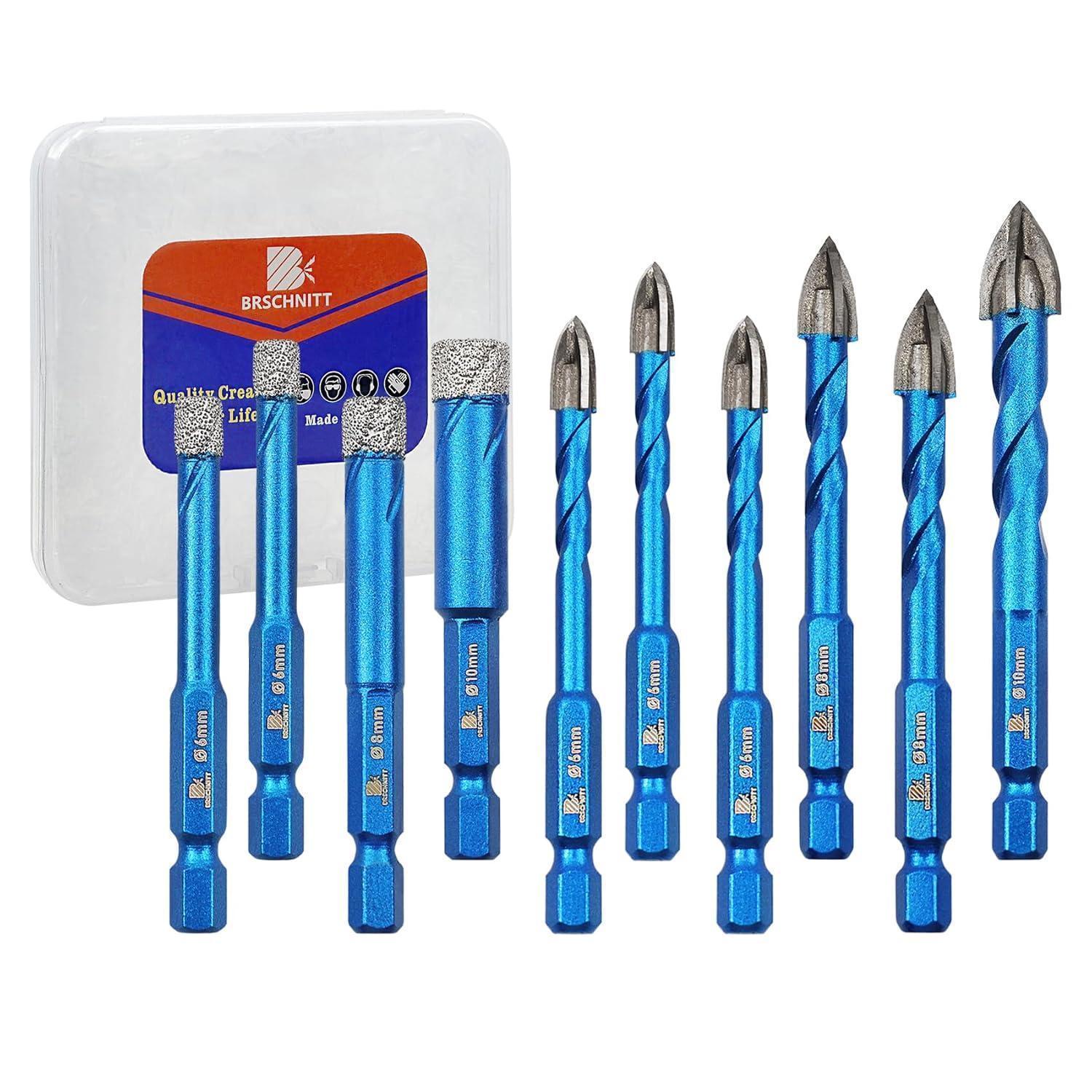 Diamantbohrer Set 6-10mm Sechskant Schaft Für Fliesen, Keramik, Stein