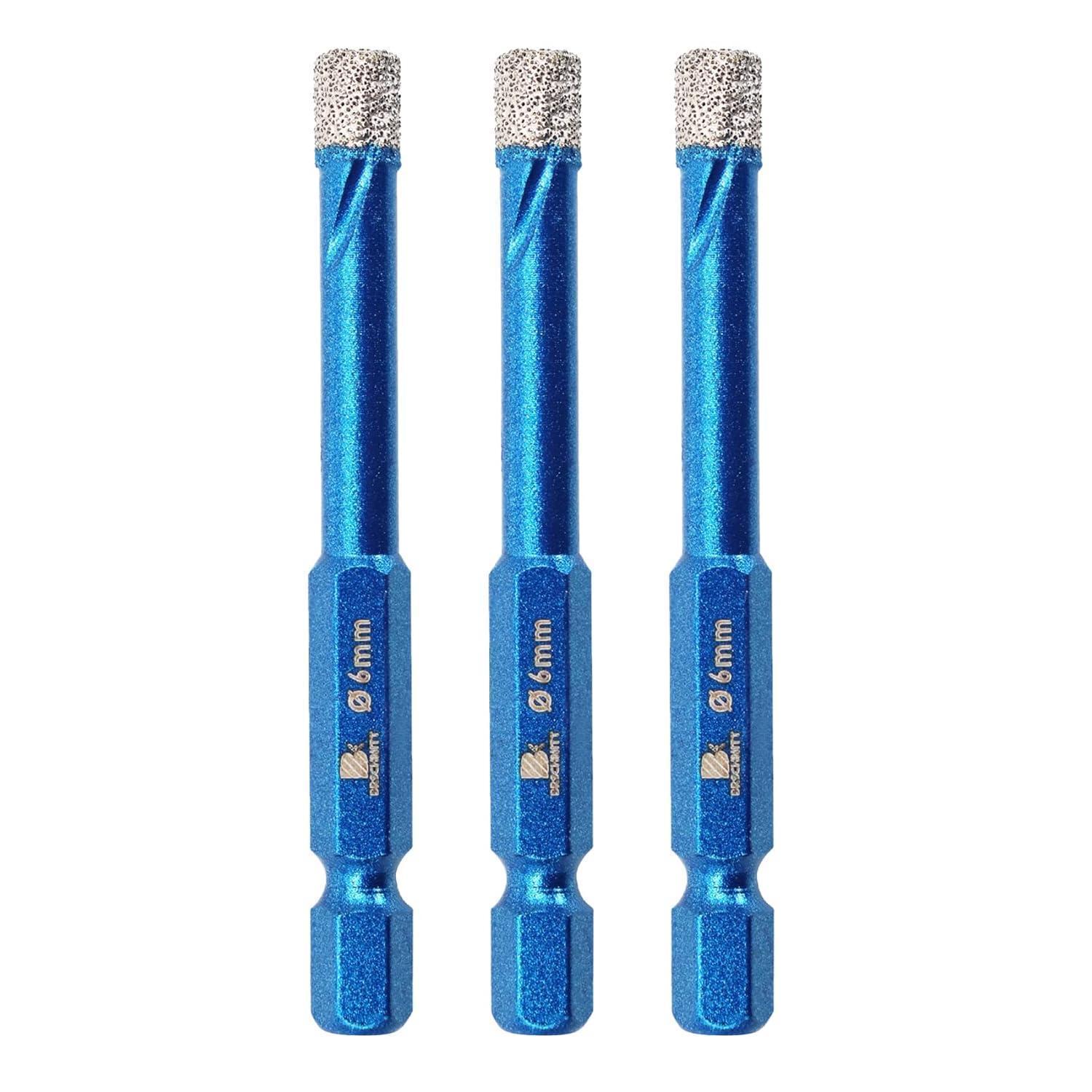 Diamantbohrer Set 6mm 3 Stück Für Fliesen, Keramik, Granit, Glas