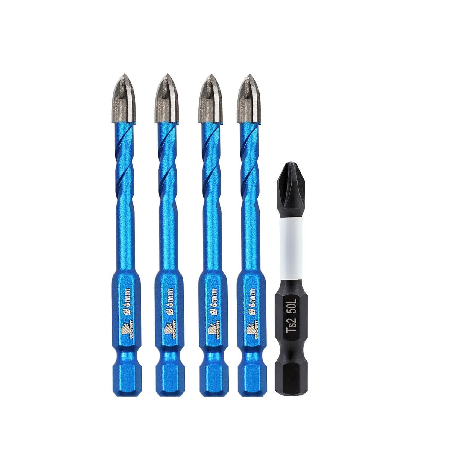 Fliesenbohrer Set 6mm Mit Magnetischem Schrauberbit Für Harte Materialien
