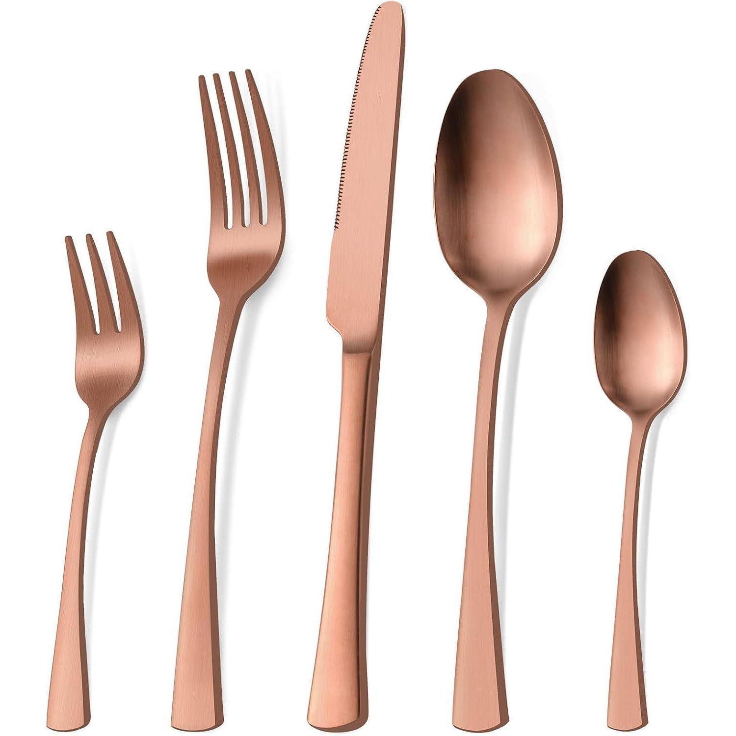 Besteckset 30 Teile Roségold Matt Für 6 Personen Edelstahl Spülmaschinenfest