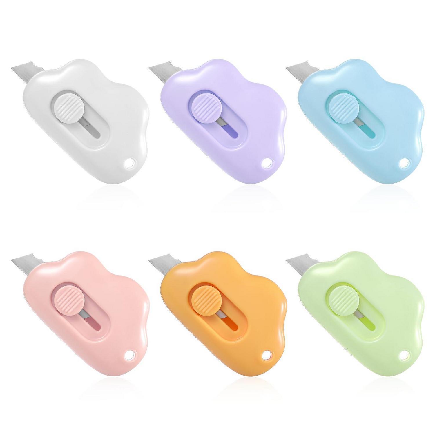 6er Set Mini Cutter Messer Mit Wolken-design, Einziehbar, Tragbar