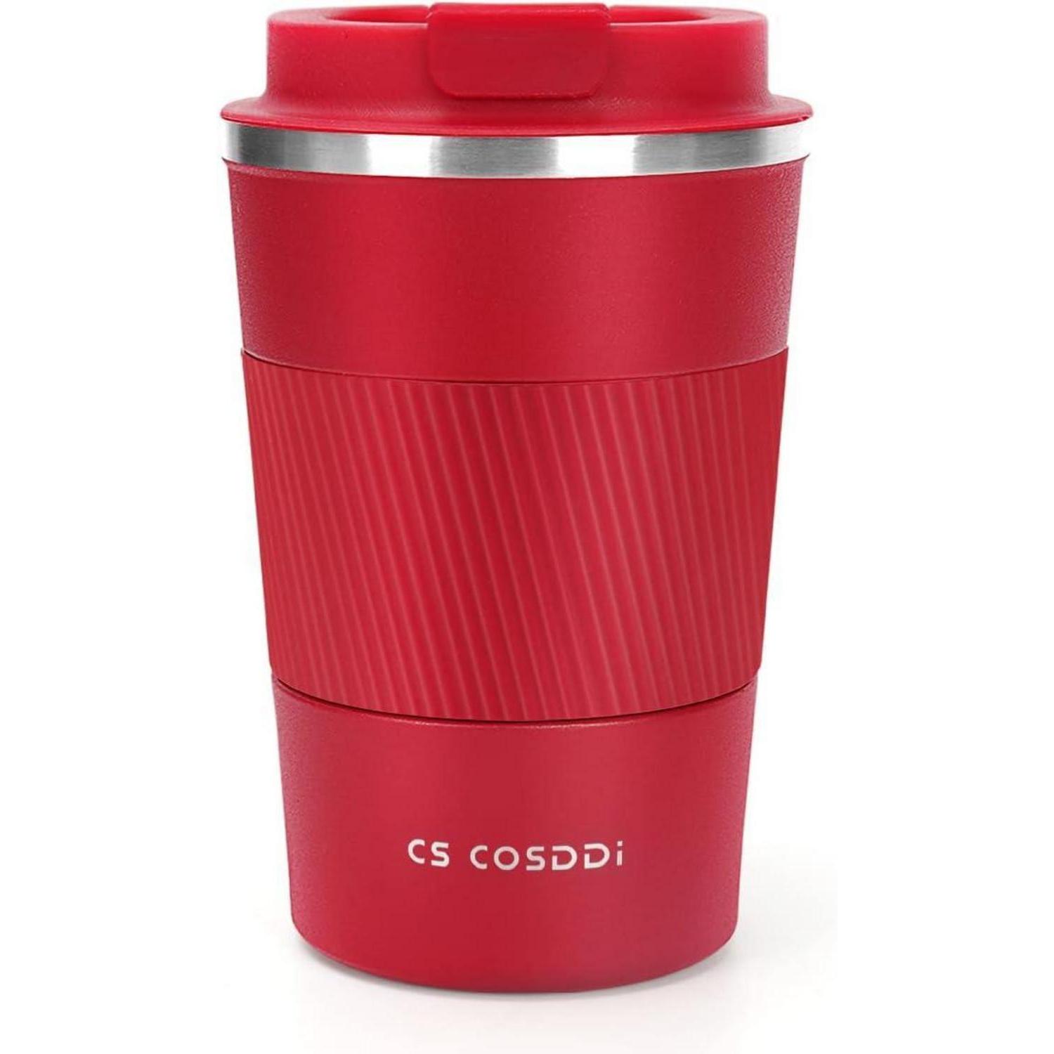 Isolierbecher Edelstahl 380ml Rot, Doppelwandig, Auslaufsicher, Für Kaffee & Tee