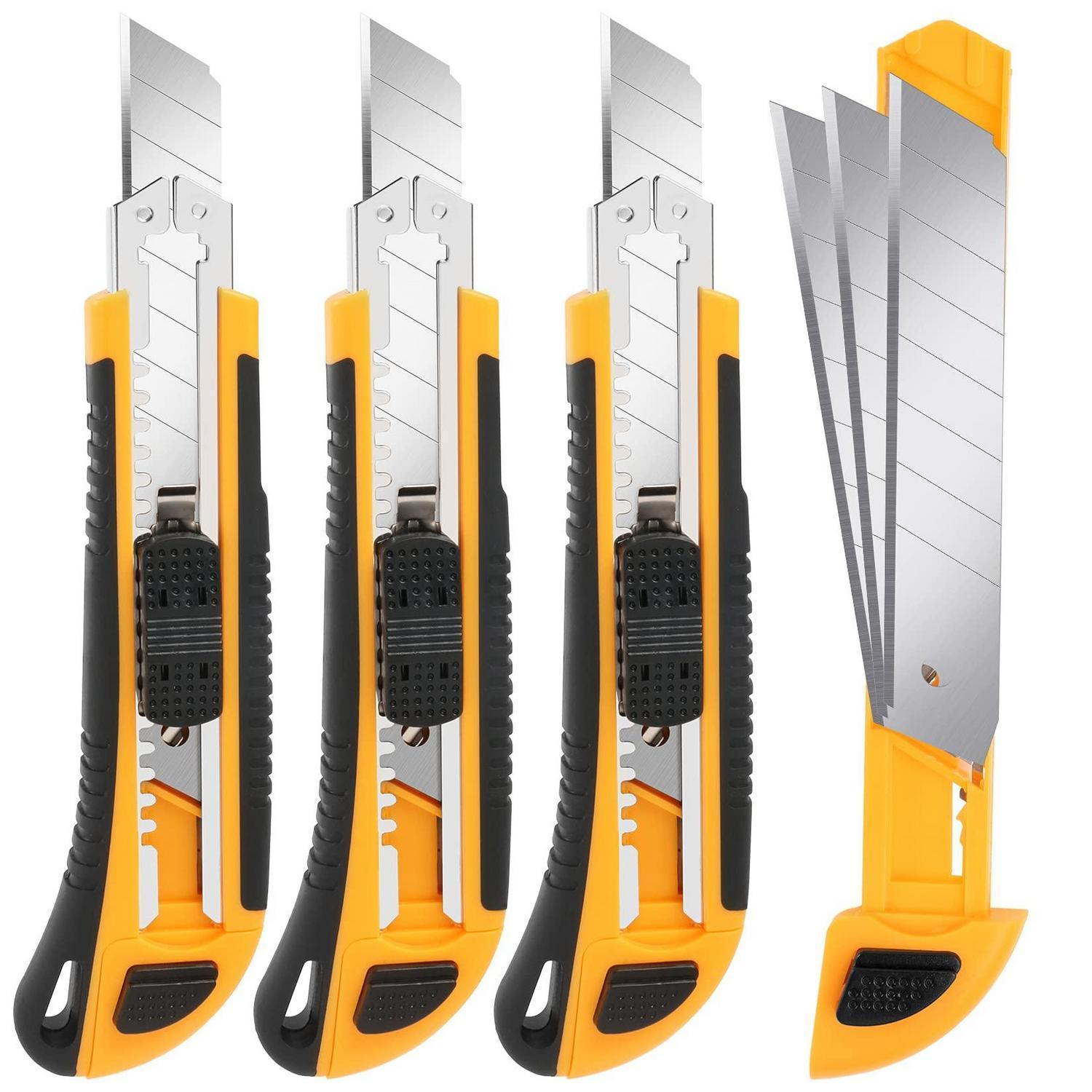 Cutter-messer 3er-set, Einziehbar, 18mm, Heavy Duty, Mit Klingenaufbewahrung