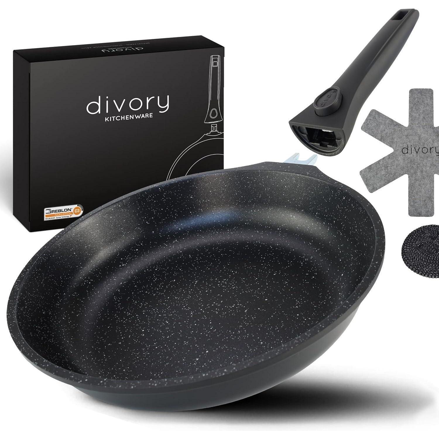 Kleine Bratpfanne 20cm Induktion Abnehmbarer Griff Antihaftbeschichtet Aluminium Schwarz