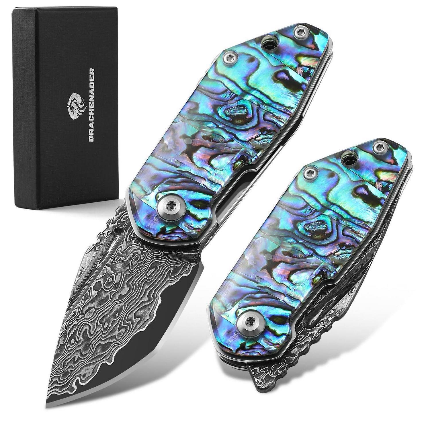 Taschenmesser Damaststahl Vg10 Abalone-muschel Griff Edc Klappmesser Geschenkbox