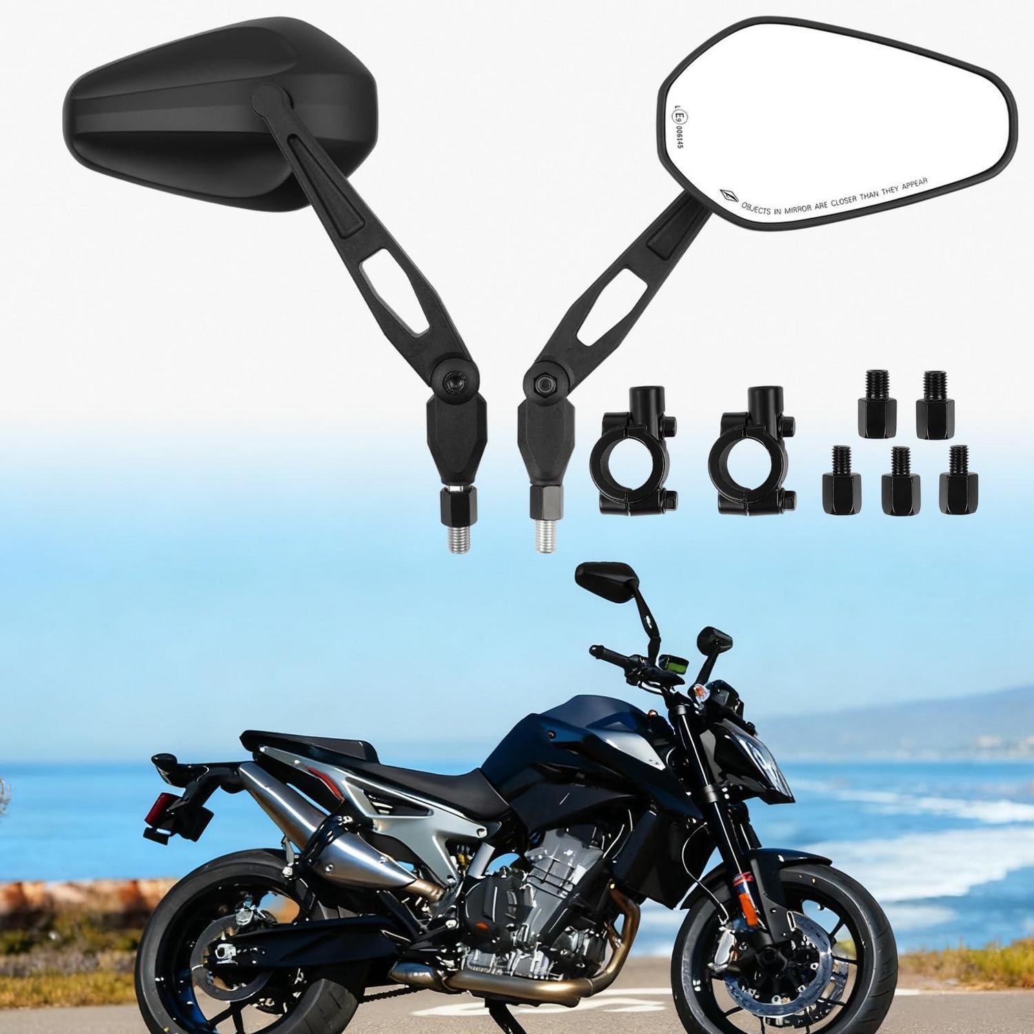 Motorrad Spiegel E-geprüft 7/8" 22mm, M8 M10 Rückspiegel Set Für Roller & Street Bike