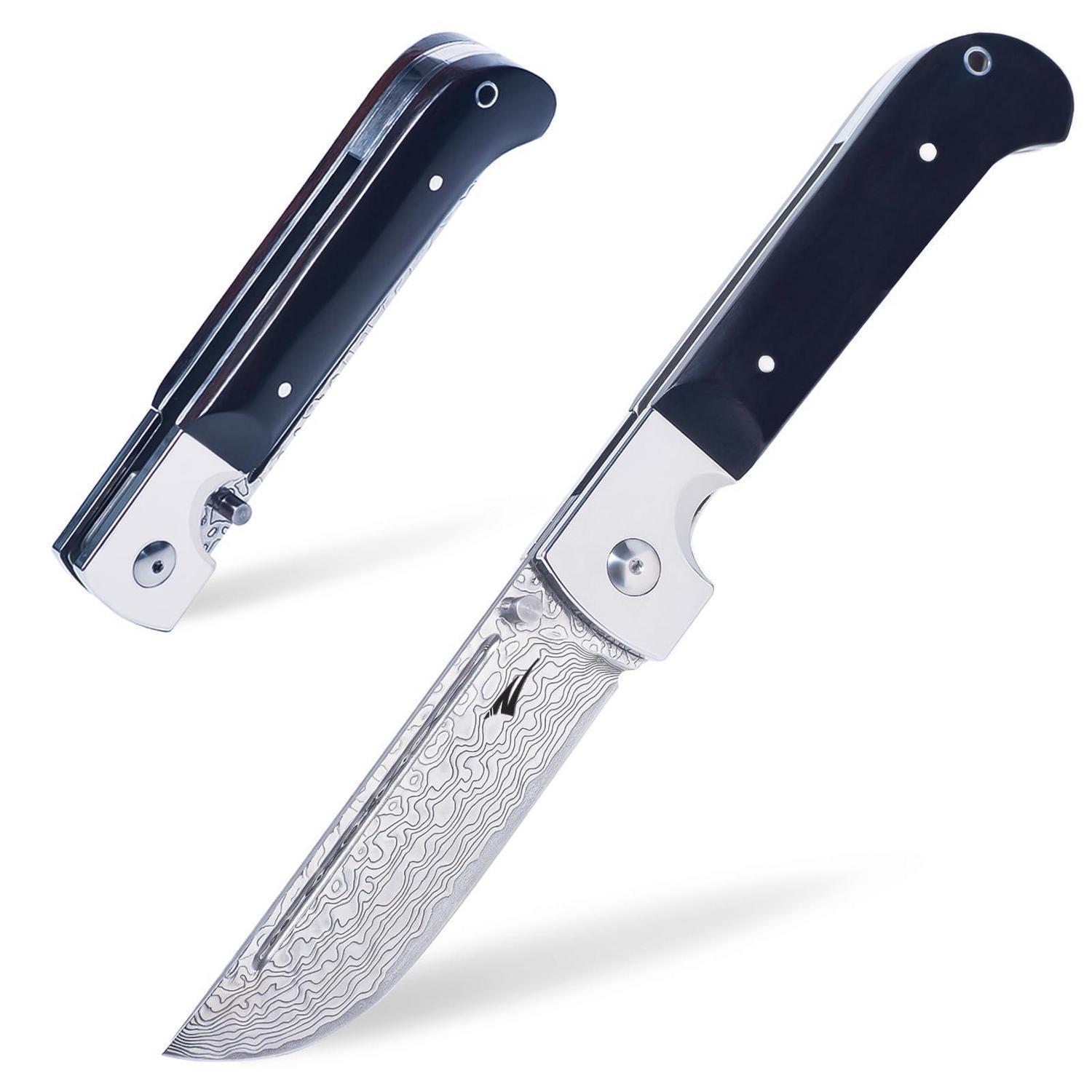 Xxl Damast Klappmesser Mit Vg10 Stahl, Holzgriff & Liner Lock