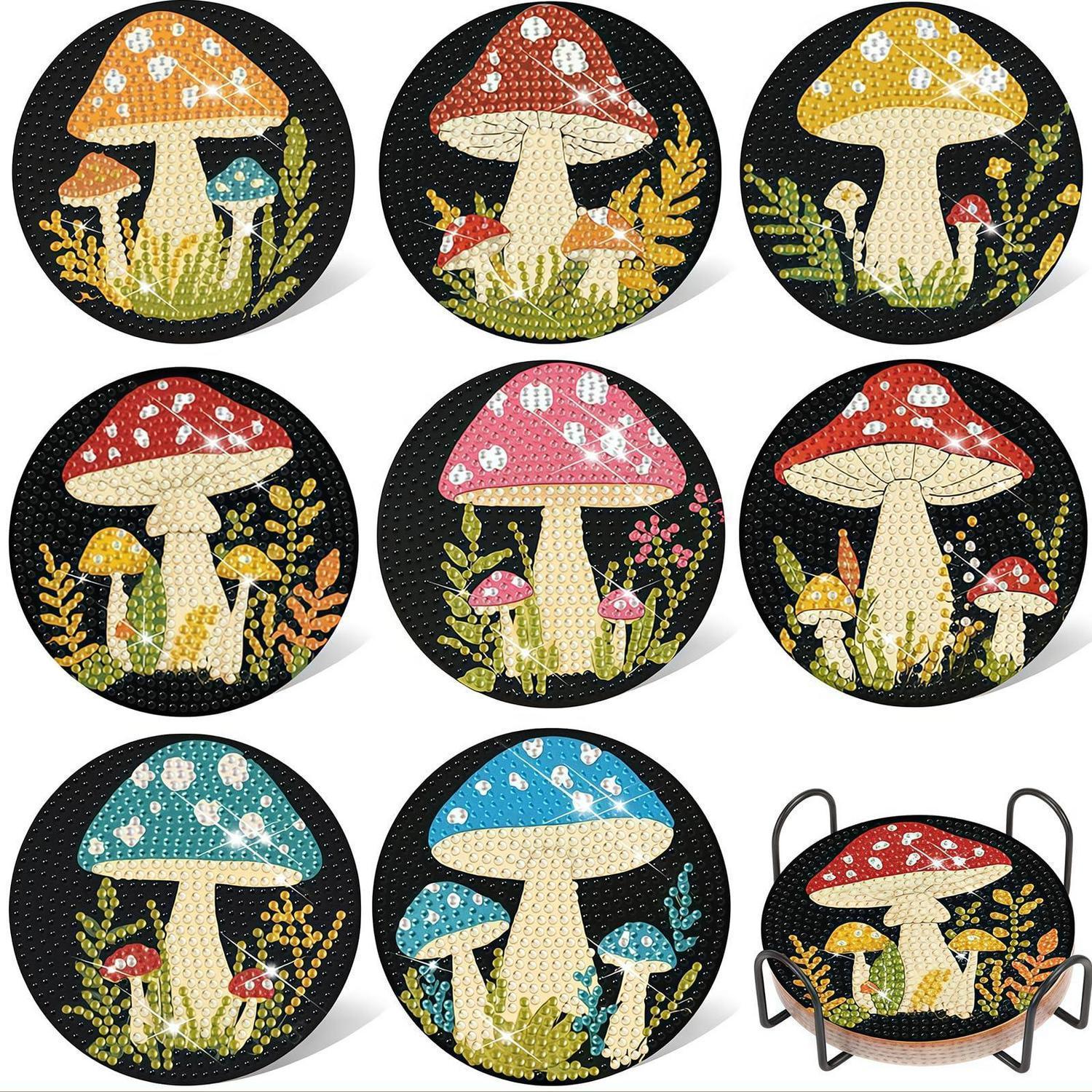 Diamond Painting Untersetzer Set 8 Stück Pilzform Für Erwachsene