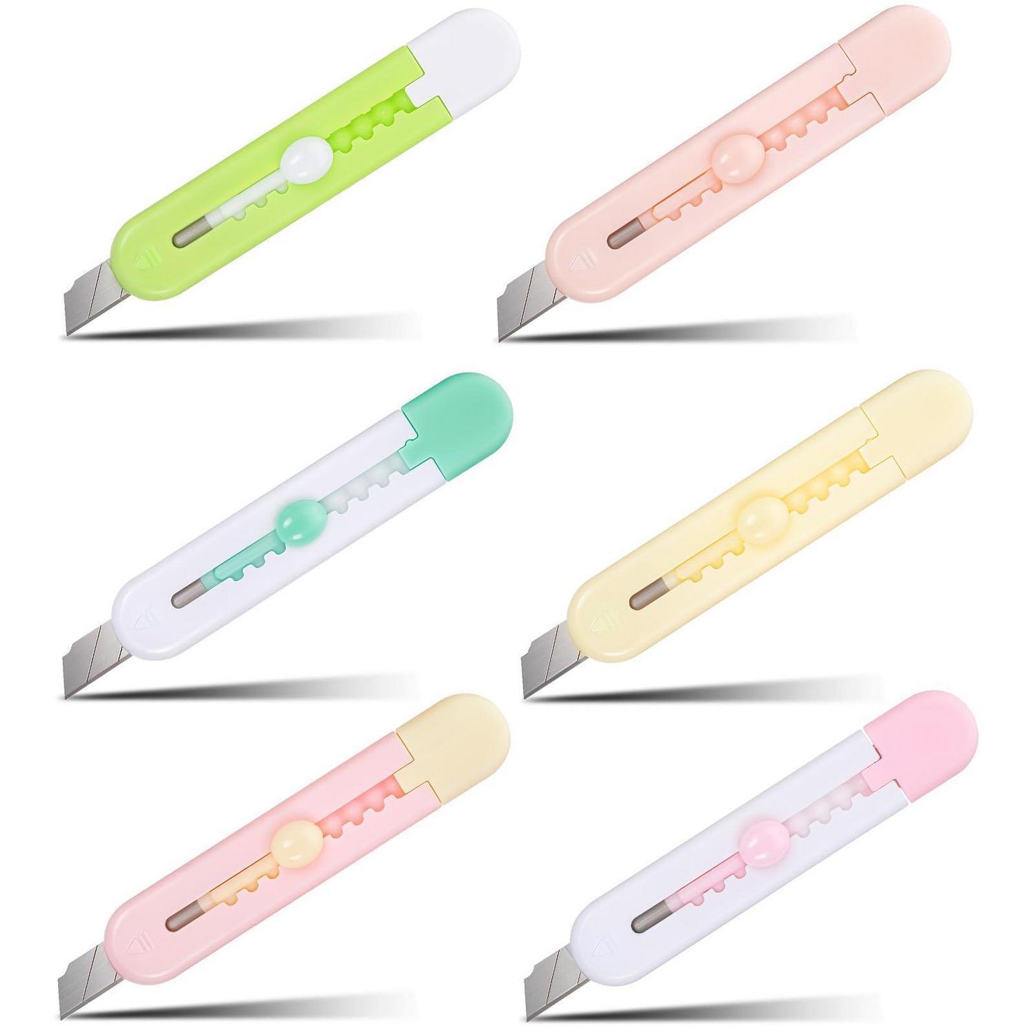 6er Set Mini Cuttermesser Einziehbar, Brieföffner, Kartonschneider, 6 Farben