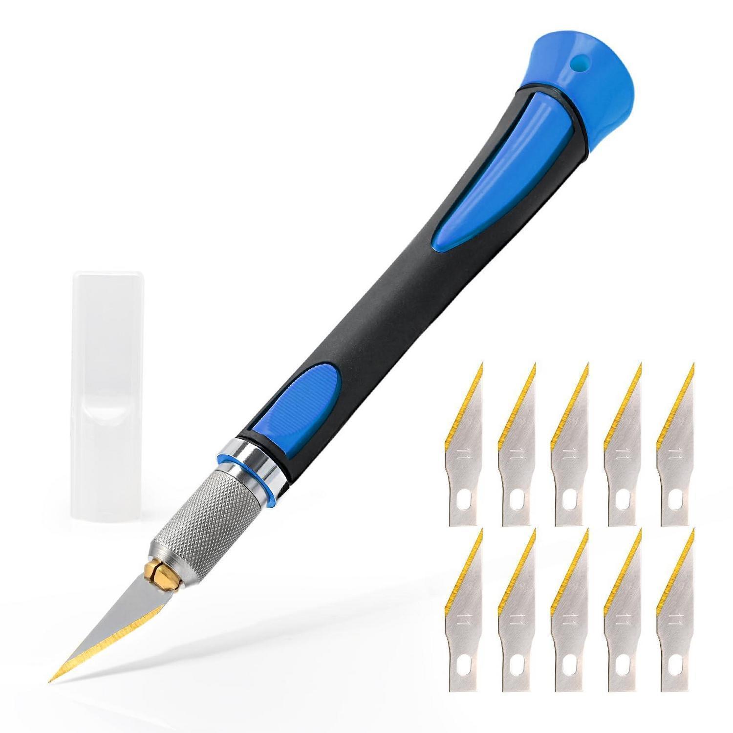 Bastelmesser Skalpell Set Mit 10 Ersatzklingen, Titan-beschichtet, Ergonomischer Griff