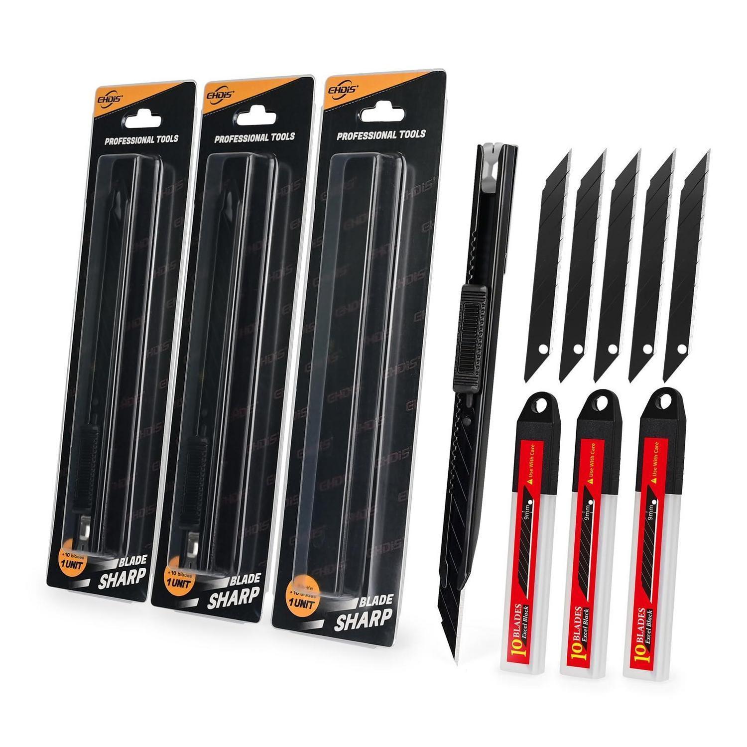 Cutter-set 3 Stück Mit 30° Klingen, Aluminiumgehäuse, 9mm, Für Folien & Basteln