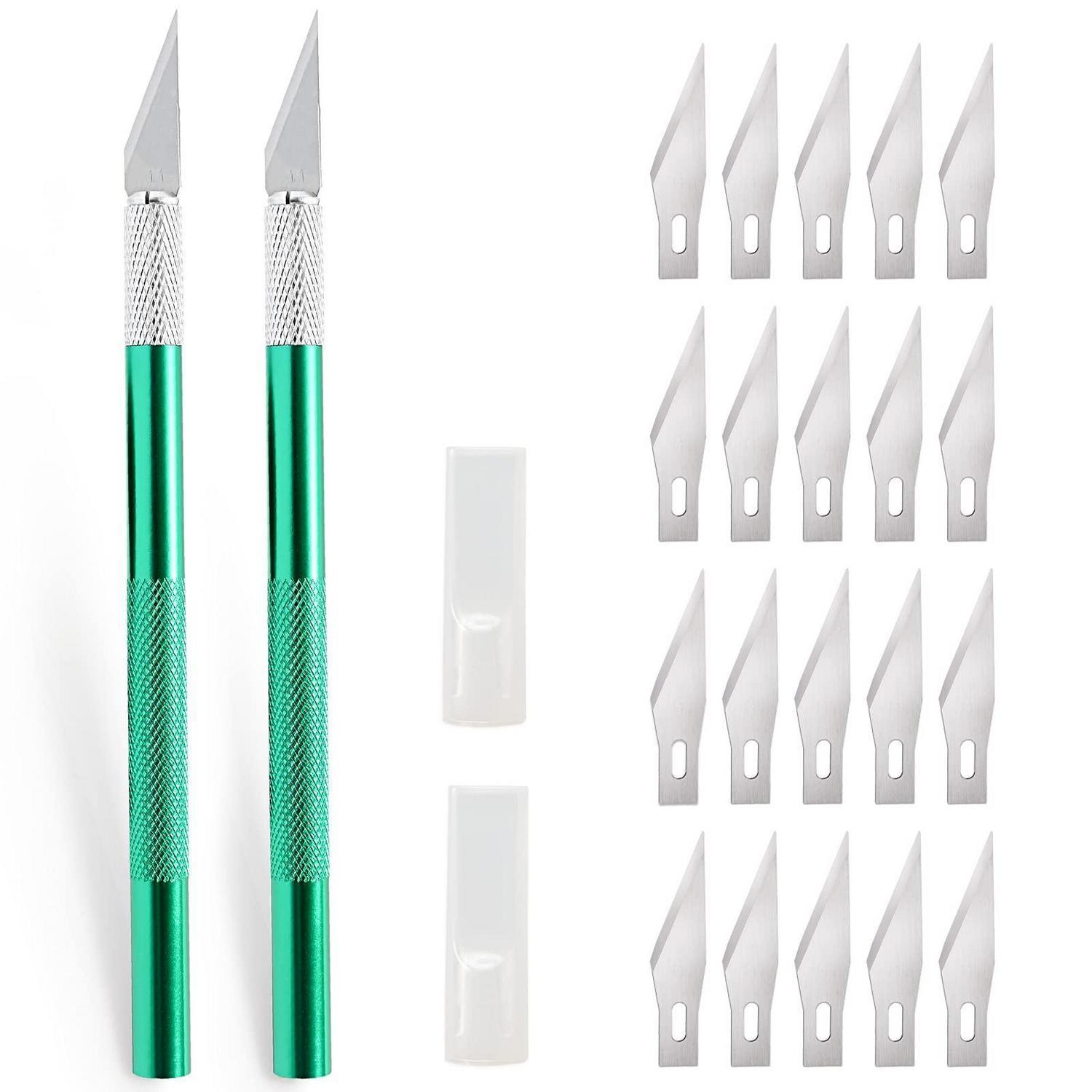 2er Set Präzisionsskalpell Mit 20 Ersatzklingen, Bastelmesser Für Handwerk & Modellbau