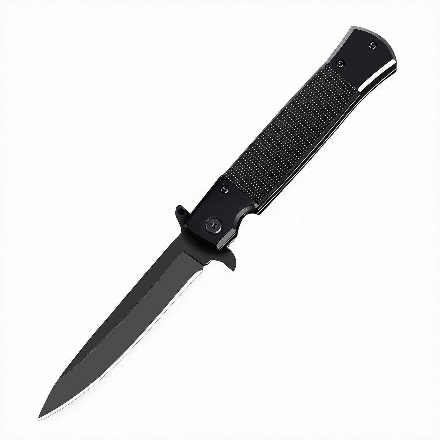 Klappmesser Mit G10-griff, Edelstahlklinge, Einhandöffnung, Schwarz