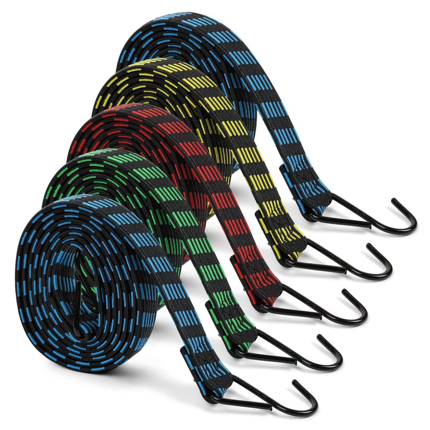 Spanngurte Mit Haken, 5 Stück, 2m X 2.5cm, Verstellbar, Rostfrei, 4 Farben