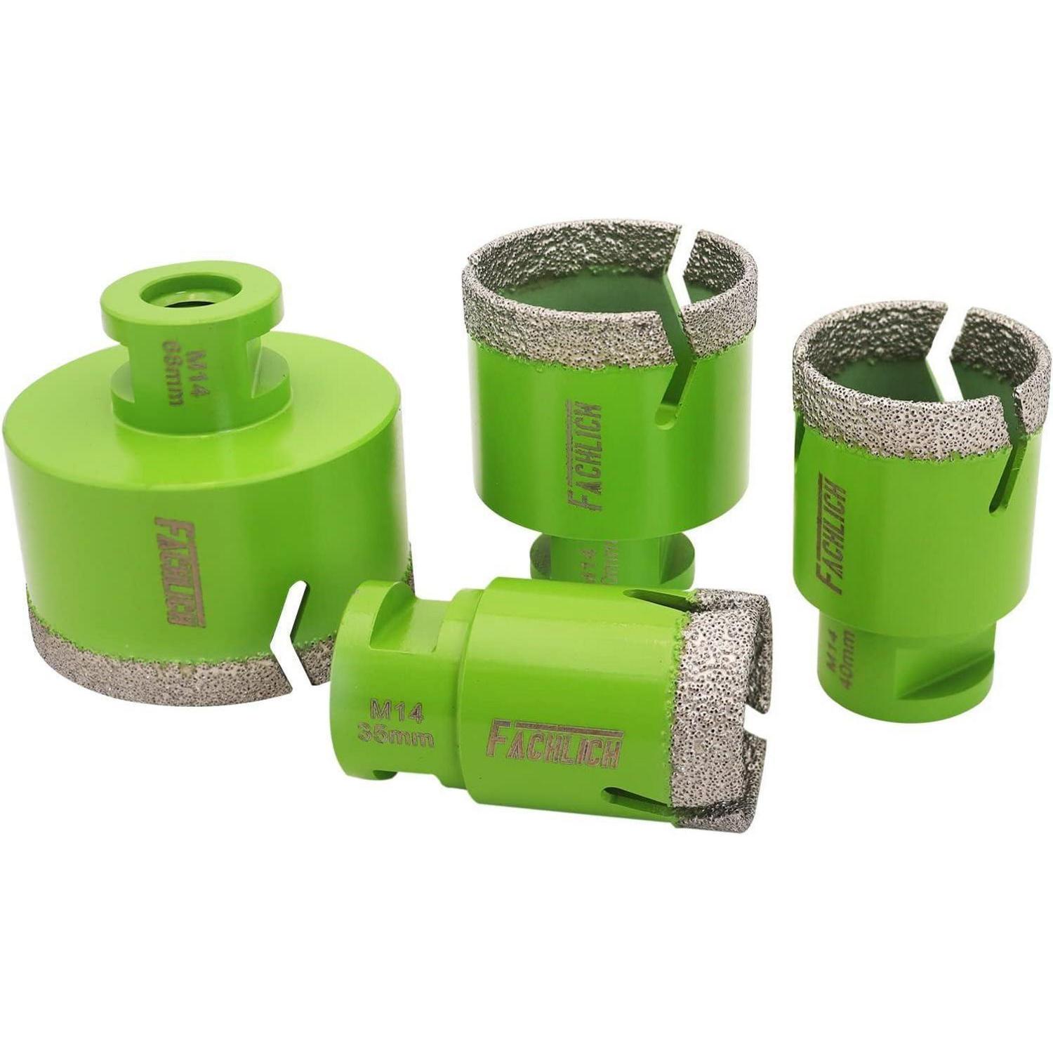 Diamant Fliesenbohrer Set 4tlg. 35-68mm M14 Für Granit, Marmor, Feinsteinzeug