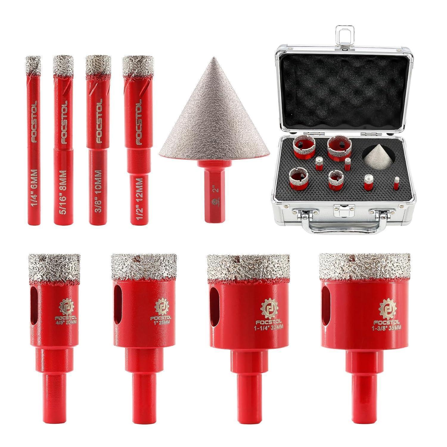 Diamant Fliesenbohrer Set 9tlg. Mit Fasenbohrer Für Keramik, Granit, Marmor