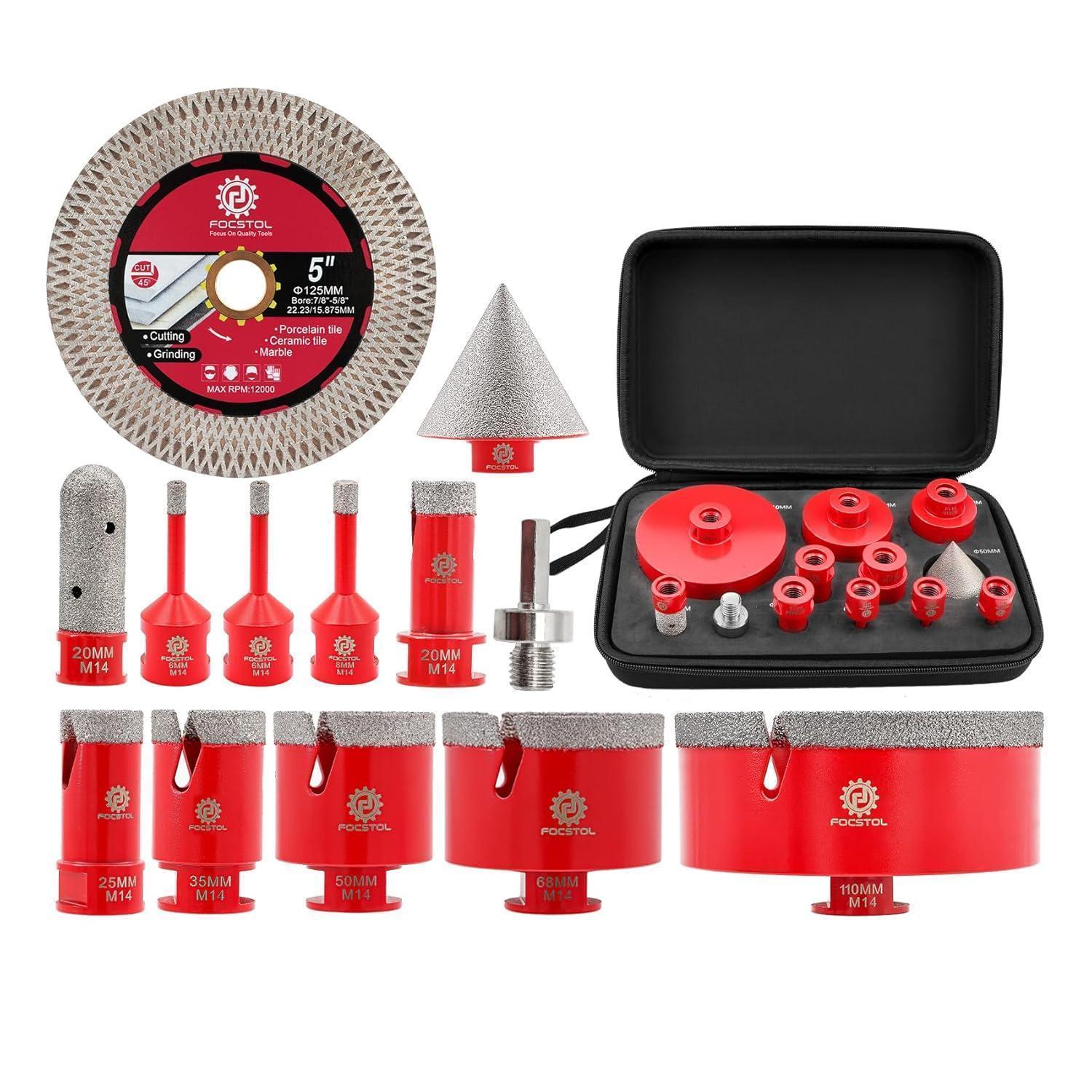 Diamant Fliesenbohrer Set 13tlg. M14 Für Porzellan, Keramik, Marmor