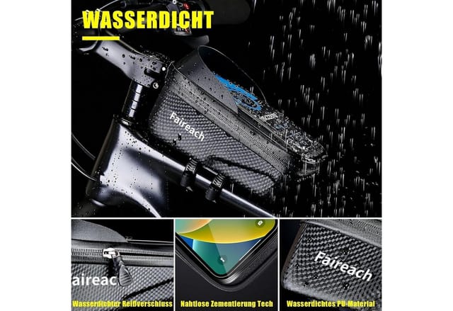 Fahrrad Rahmentasche Mit Touchscreen, Wasserdicht, 2-in-1, Schnellverschluss