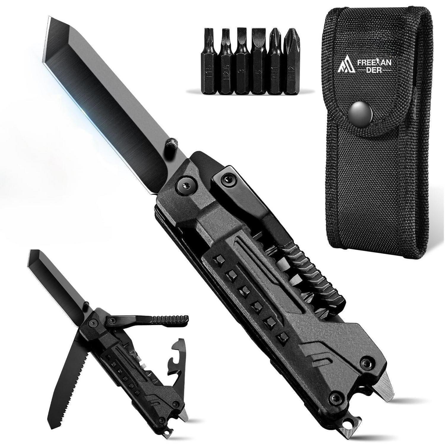 Multitool Taschenmesser 19-in-1 Edelstahl Mit Hülle, Outdoor Werkzeug Für Camping & Wandern