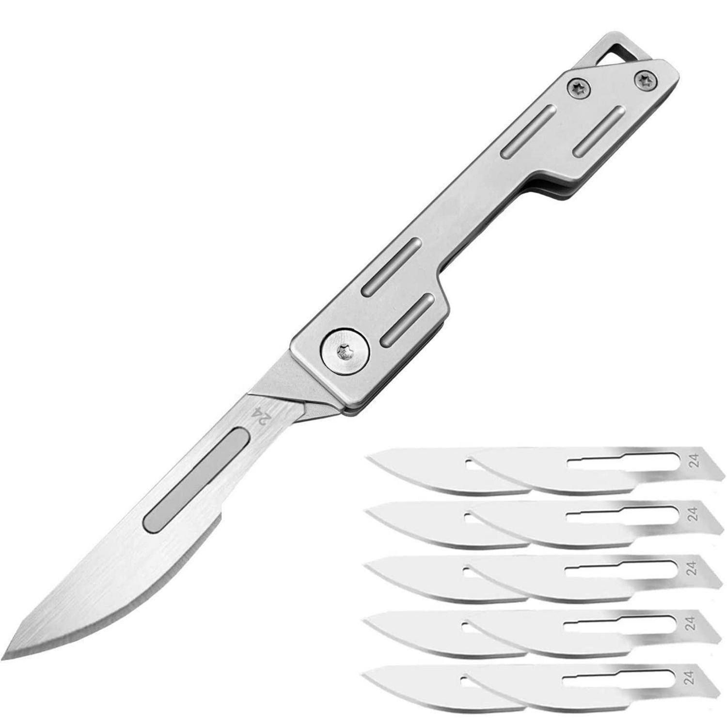 Klappmesser Skalpell Mit 10 Klingen, Edc Taschenmesser Für Outdoor & Camping