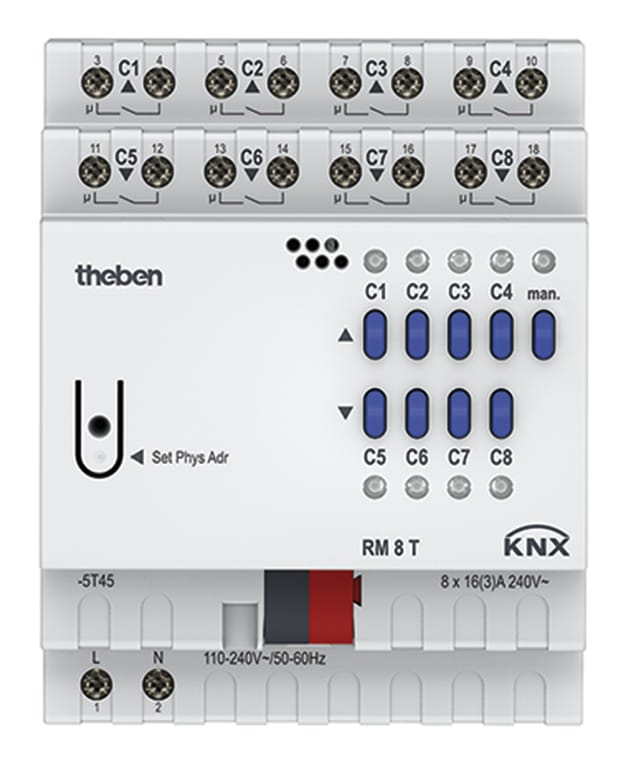 Theben Schalt-/Jalousieaktor 8-/4-fach, o.Erweit. RM 8 T KNX - 4940200