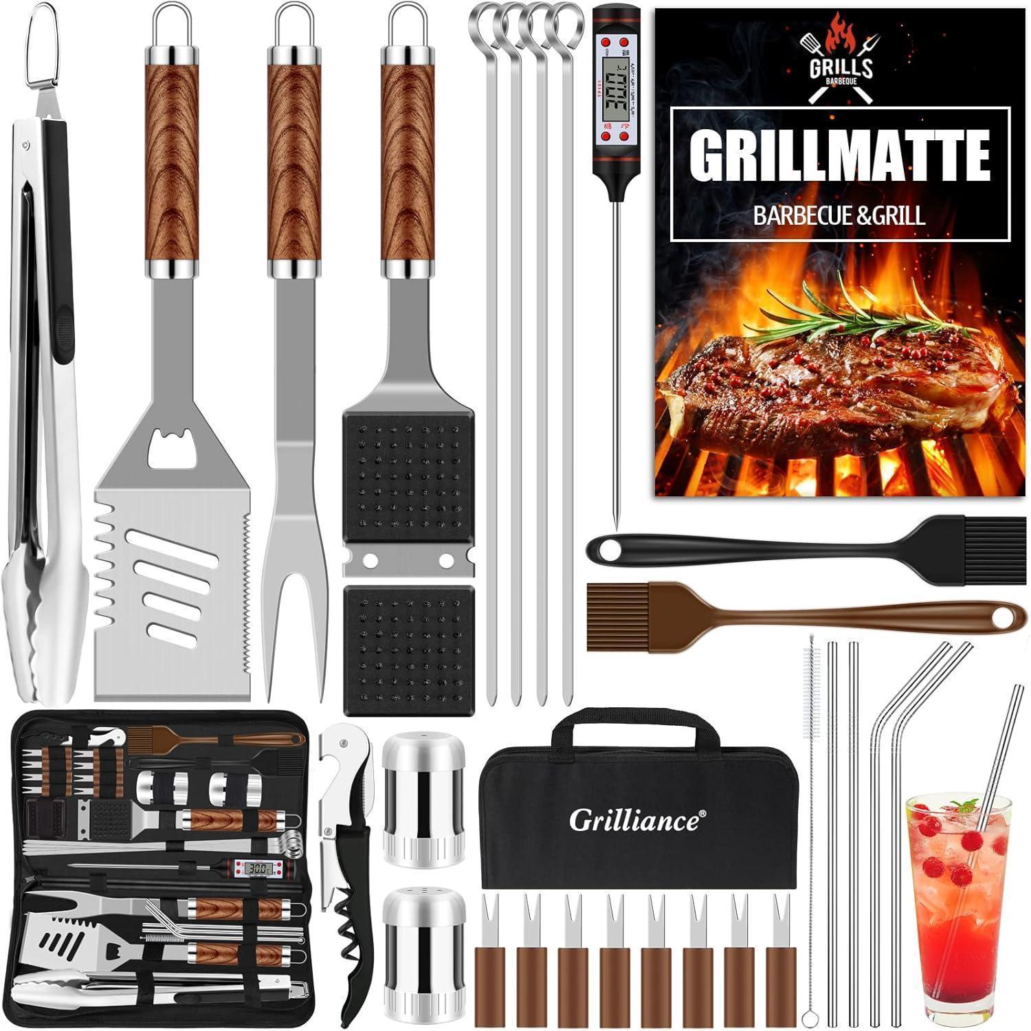 30-teiliges Grillbesteck Set Edelstahl Mit Grillmatte Und Koffer