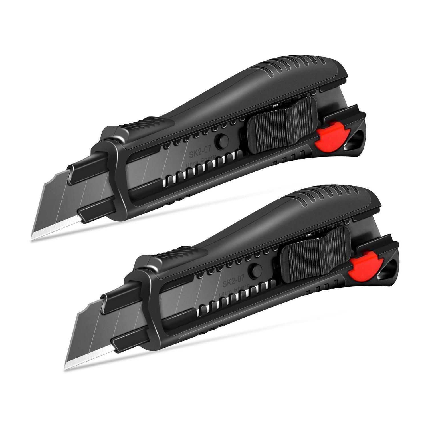 Cuttermesser 18mm Profi 2 Stück Mit Soft-grip, Auto-lock & Sicherheitsschalter