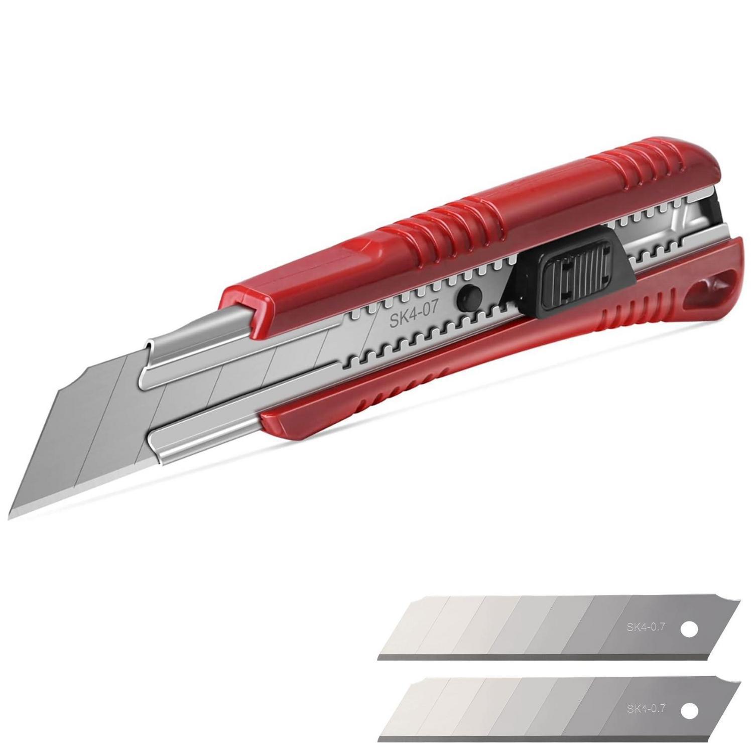 Profi Cuttermesser 25mm Mit Auto-lock & 2 Ersatzklingen Für Pvc, Leder