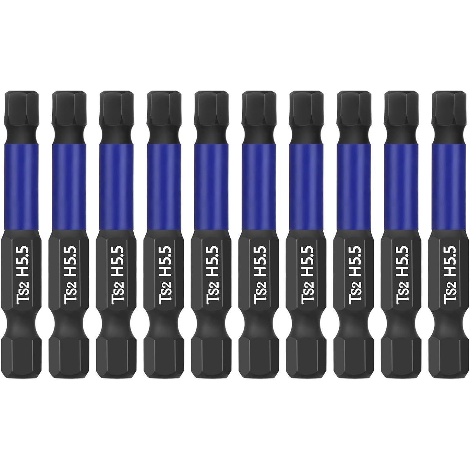 Sechskant Bits 5.5mm, 10 Stück, 50mm Länge, Magnetisch, 1/4 Zoll Schaft