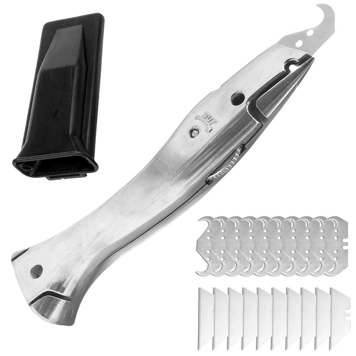 Hakenmesser Set Mit 10 Trapezklingen, Teppichmesser Für Pvc, Robust & Ergonomisch