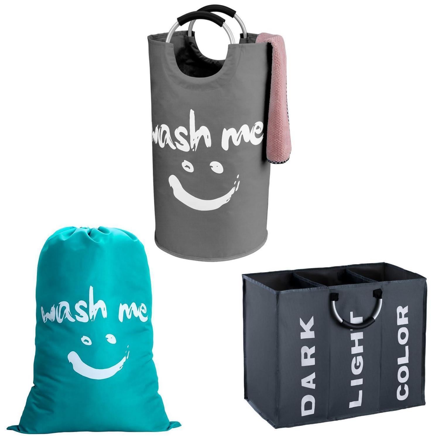 Wäschesack 120l, Wäschekorb Faltbar 95l, Wäschekorb 3 Fächer 90l, Oxford-gewebe