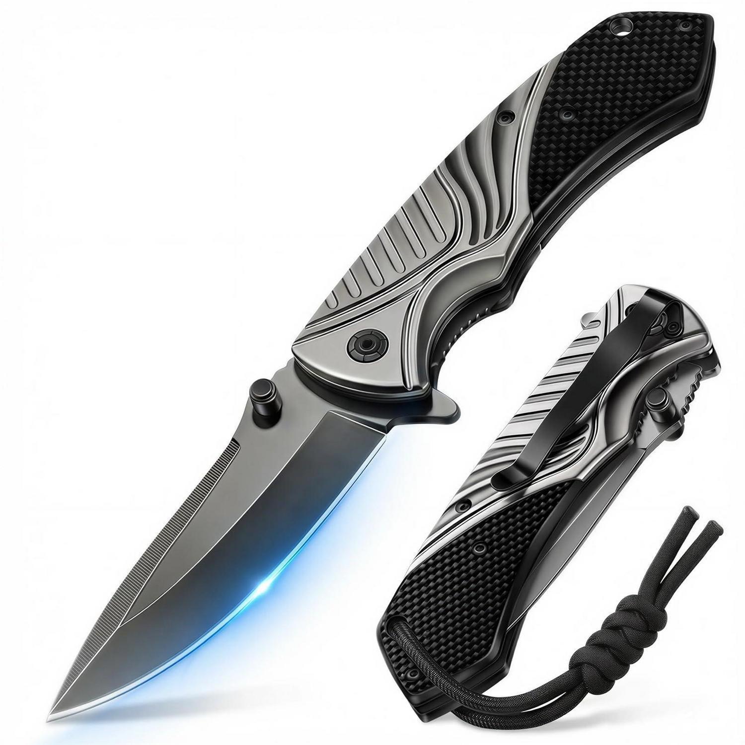Klappmesser Mit Taschenclip, Scharfes Edc Messer Für Outdoor & Camping, Geschenk Für Männer