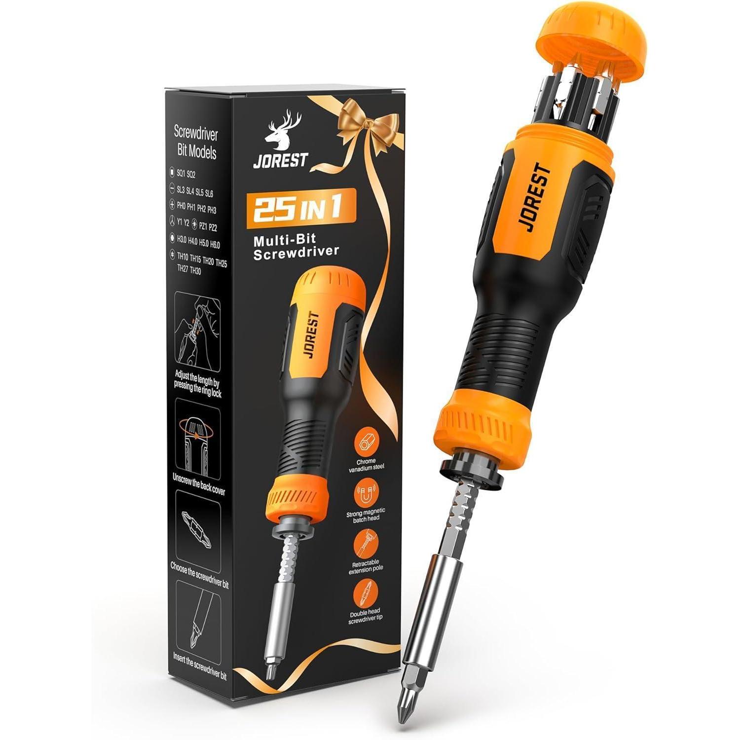 25-in-1 Schraubendreher Set Mit Magnetischem Griff Und Teleskopstange