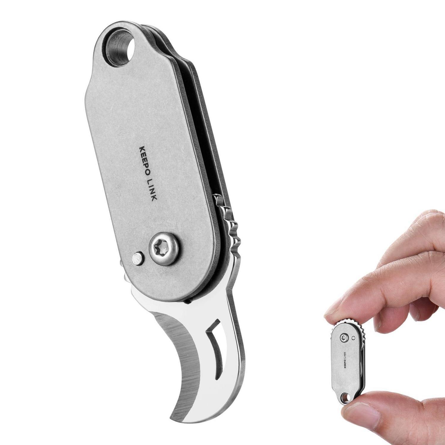 Mini-taschenmesser Aus Titan, Rasiermesserscharf, Edc-klappmesser Für Schlüsselbund, Grau