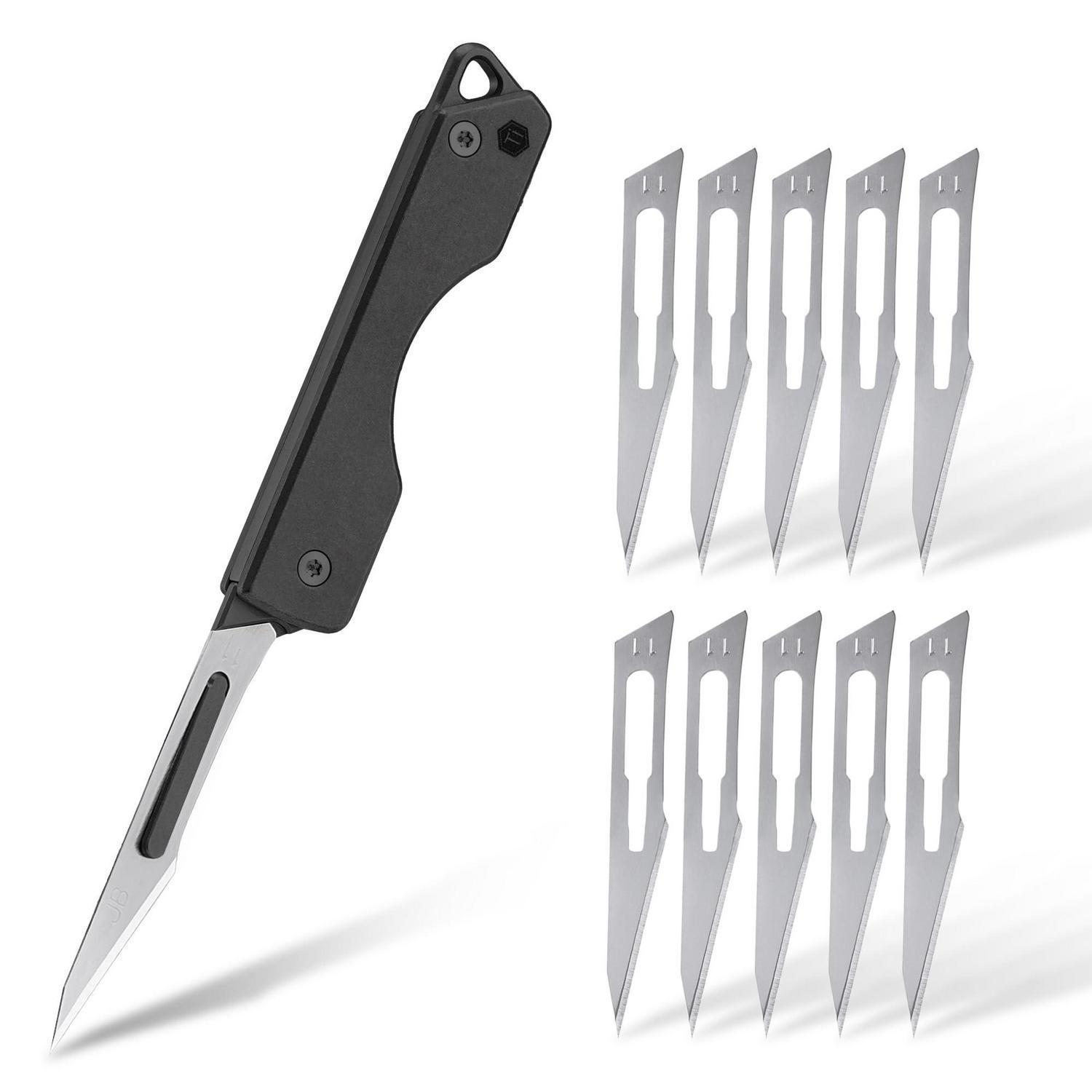 Titanium Klappmesser Mit 11 Klinge, Edc Taschenmesser Für Outdoor, Camping, Jagd