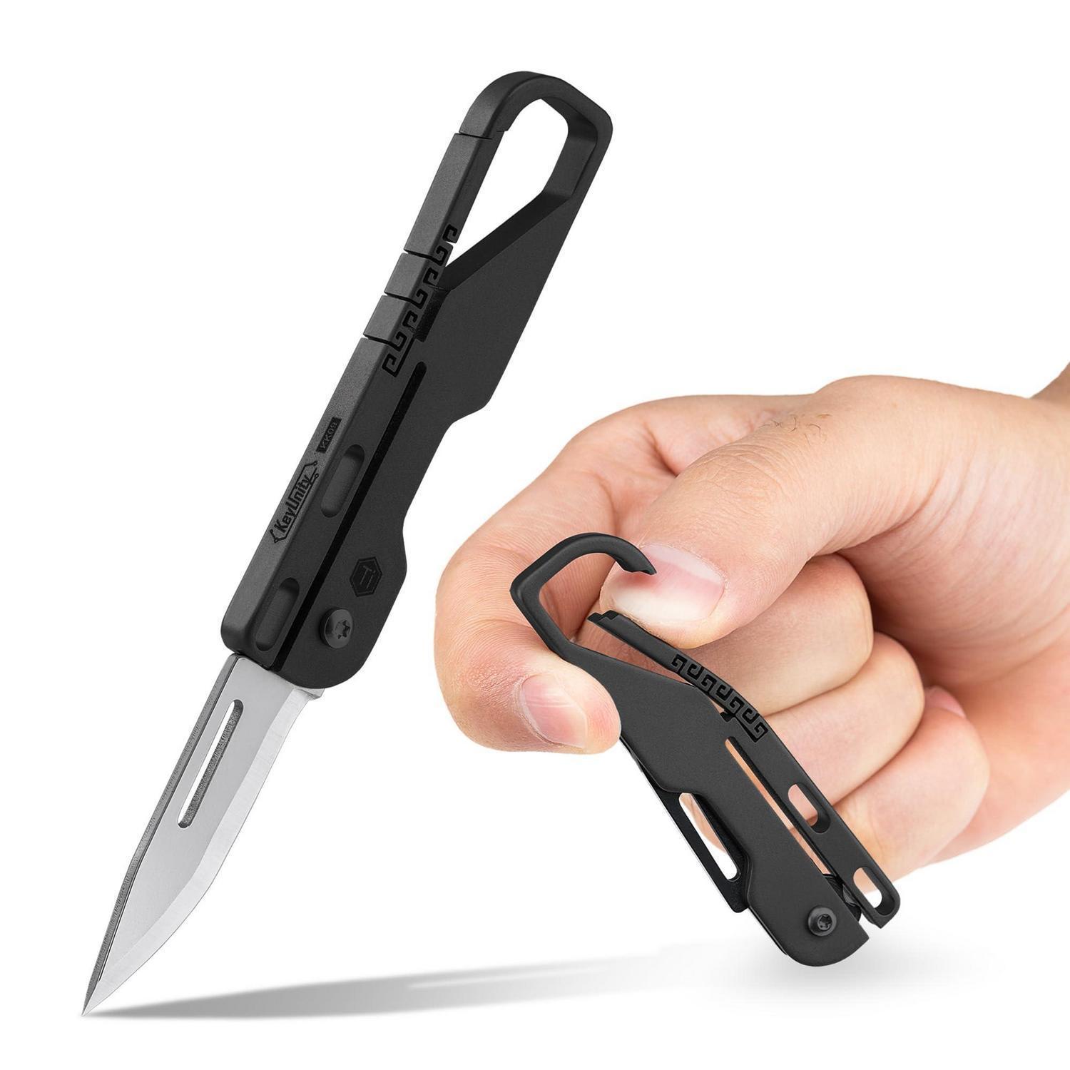 Klappmesser Mit Karabiner, Titan-griff, Kohlenstoffstahlklinge, Edc-taschenmesser