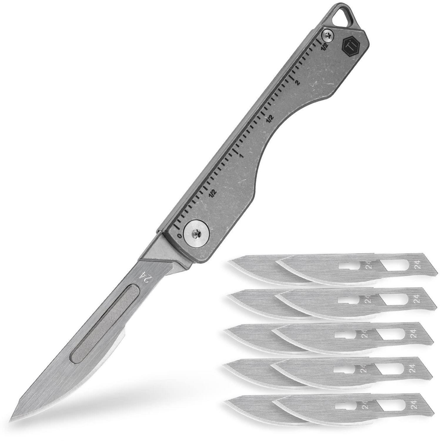 Titanium Klappmesser Mit 24 Klinge, Integriertem Lineal Und Schlüsselanhängerloch