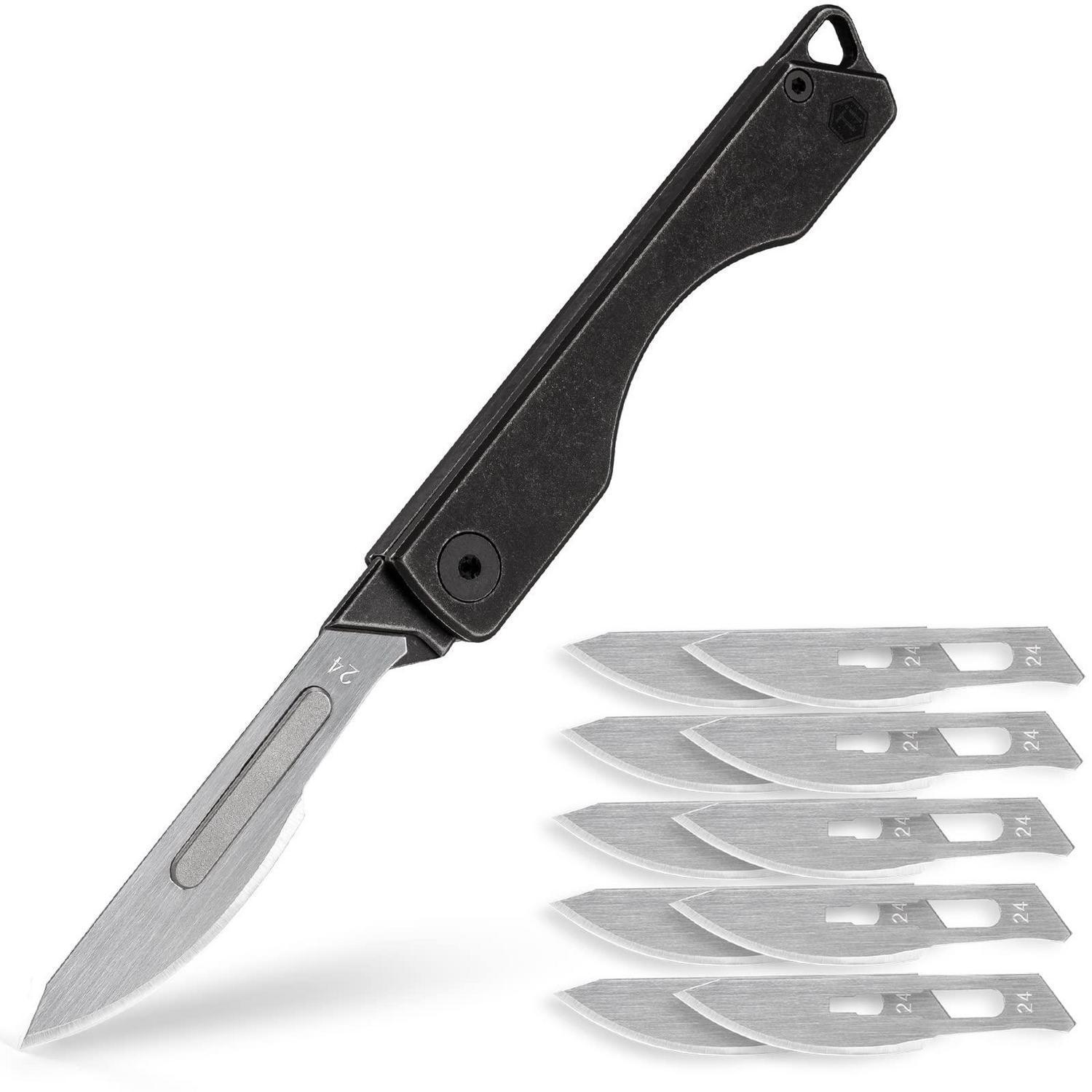Titanium Klappmesser Mit 24 Klinge, Edc Taschenmesser Für Outdoor, Camping, Jagd