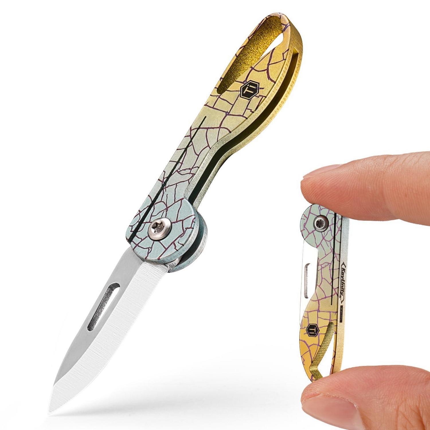 Mini Klappmesser Titan Mit Schlüsselloch, Leichtes Edc Taschenmesser Für Outdoor
