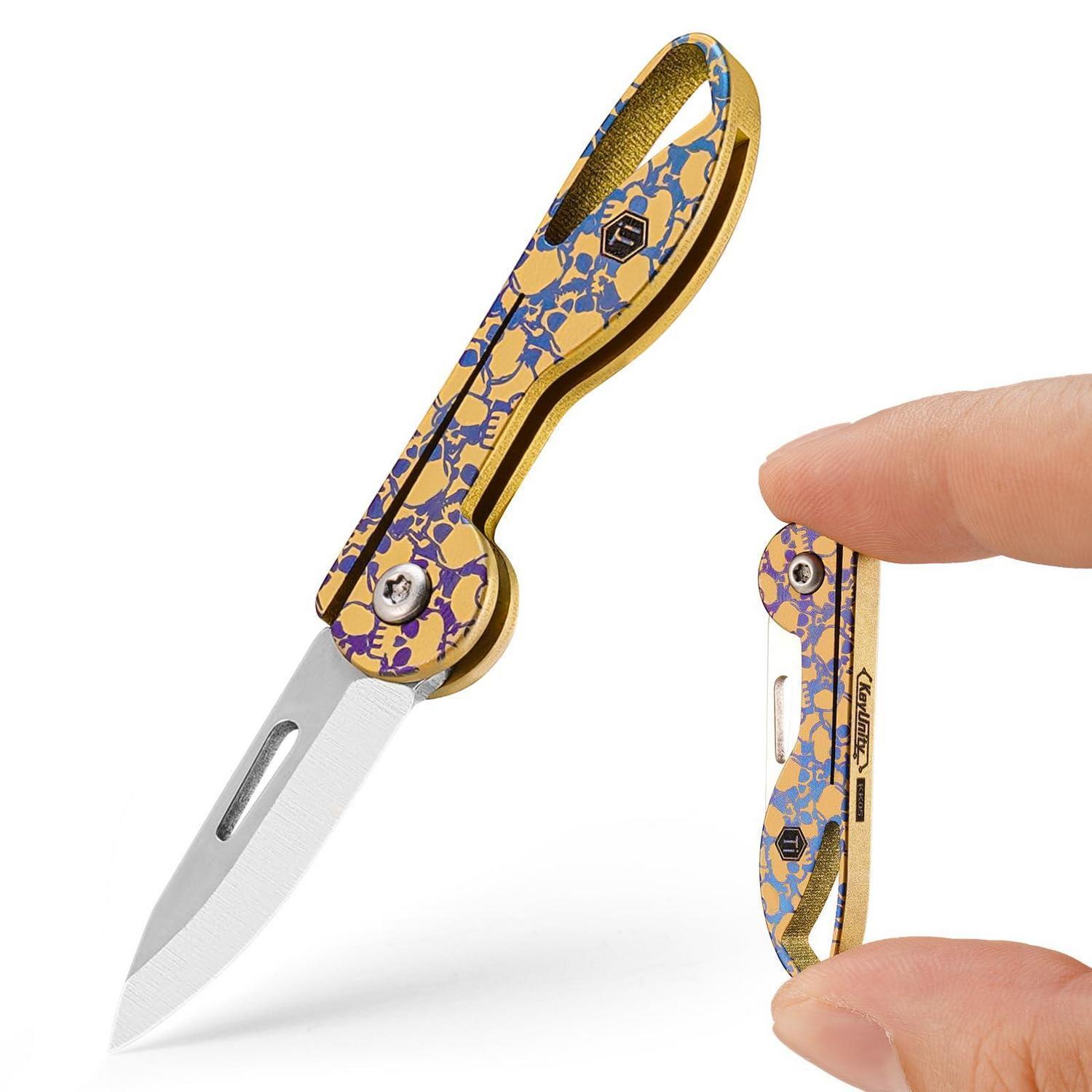 Mini Klappmesser Titan Mit Schlüsselanhänger, Leicht Und Scharf, Für Camping Und Edc