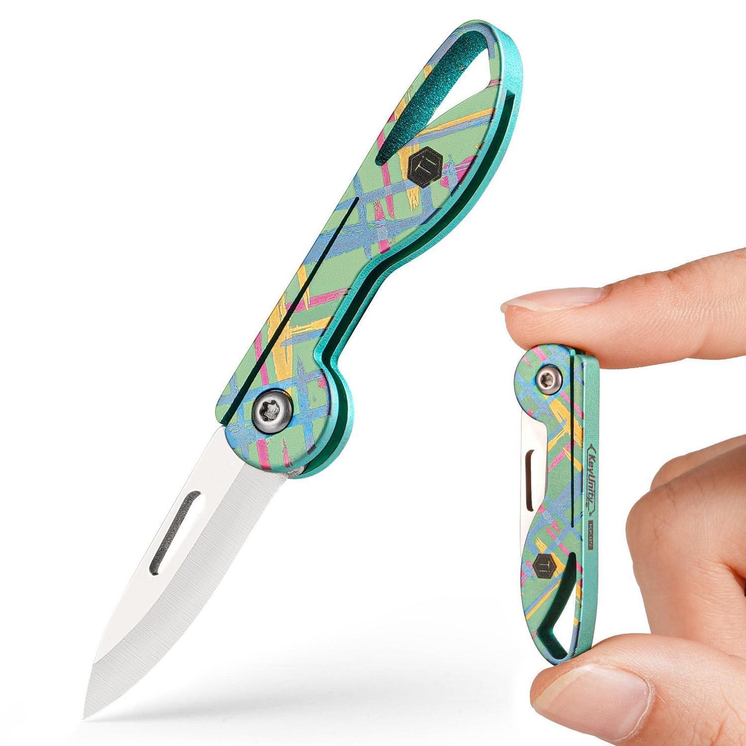 Mini Klappmesser Titan Schlüsselanhänger Rasiermesserscharf Acid-grün