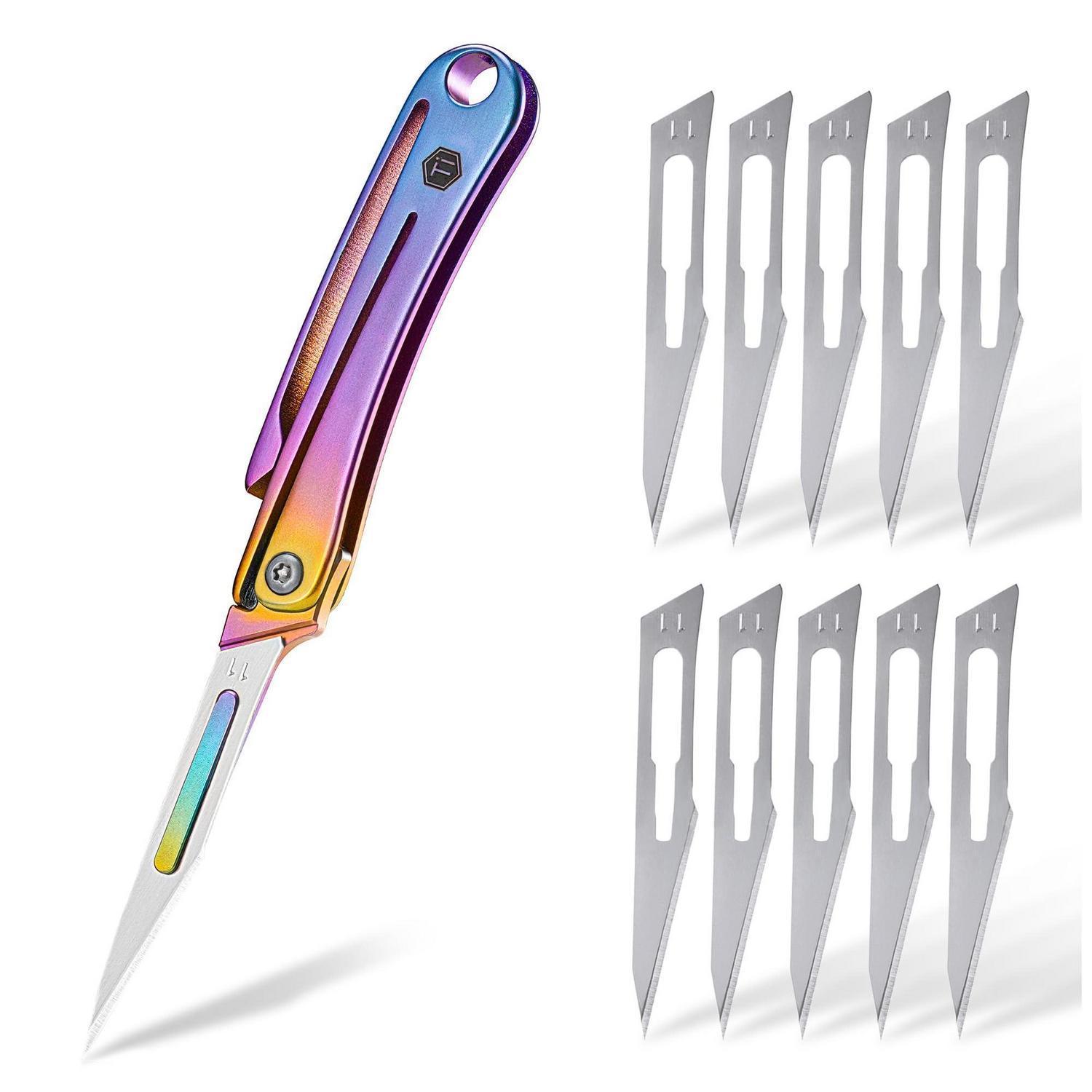 Taschenmesser Skalpell Mit 11 Klingen, Titan-griff, Klappmesser Bunt