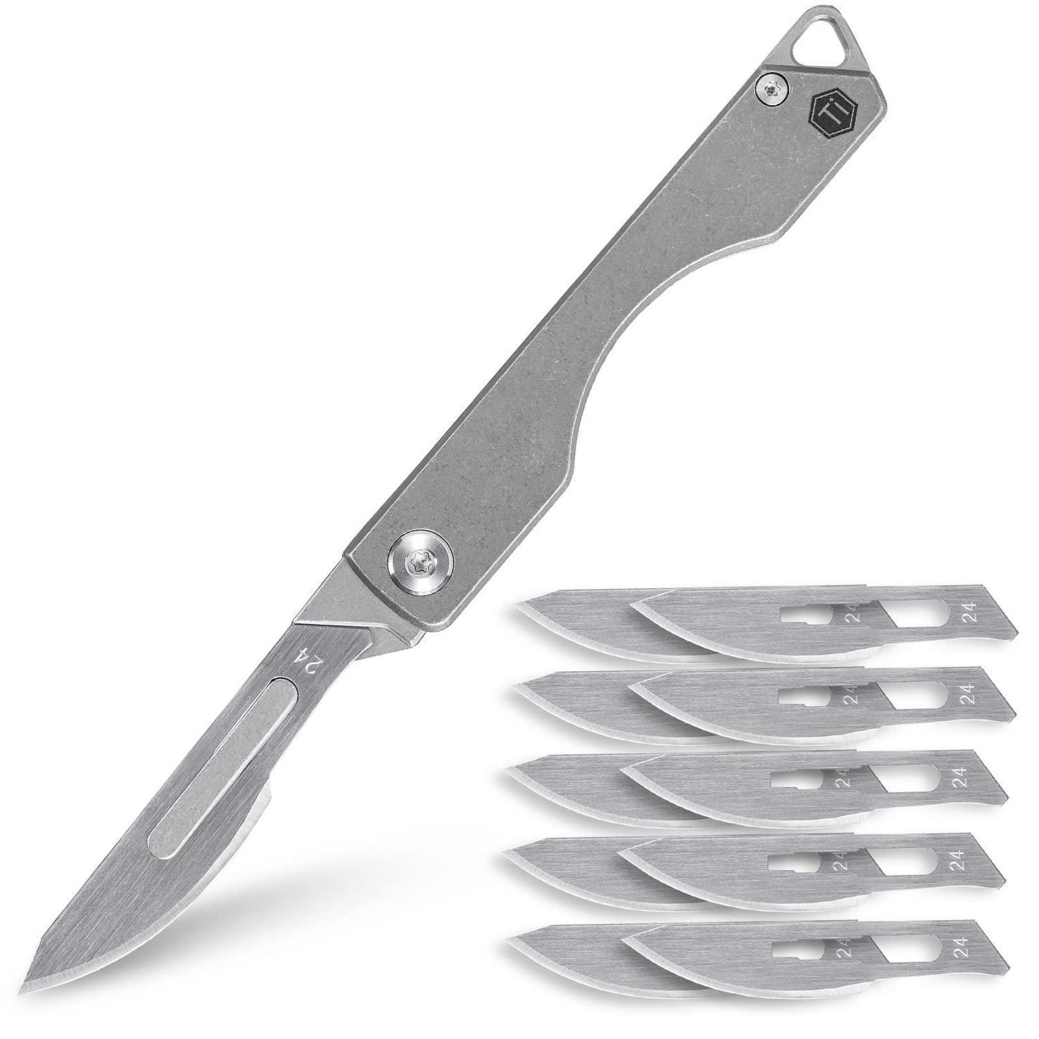 Titanium Klappmesser Mit 24 Klinge, Edc Taschenmesser Für Outdoor & Camping
