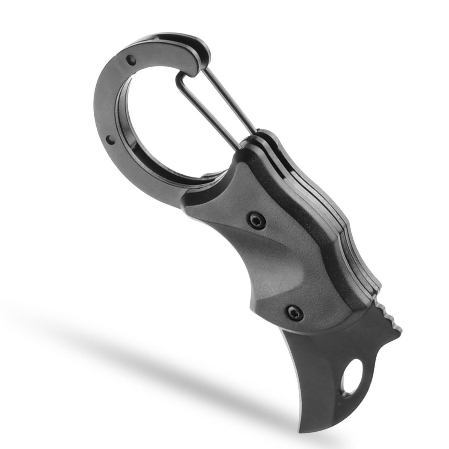 Klappmesser Mit Karabiner, Mini Taschenmesser Aus Edelstahl, Schwarz, Edc Für Outdoor & Haushalt