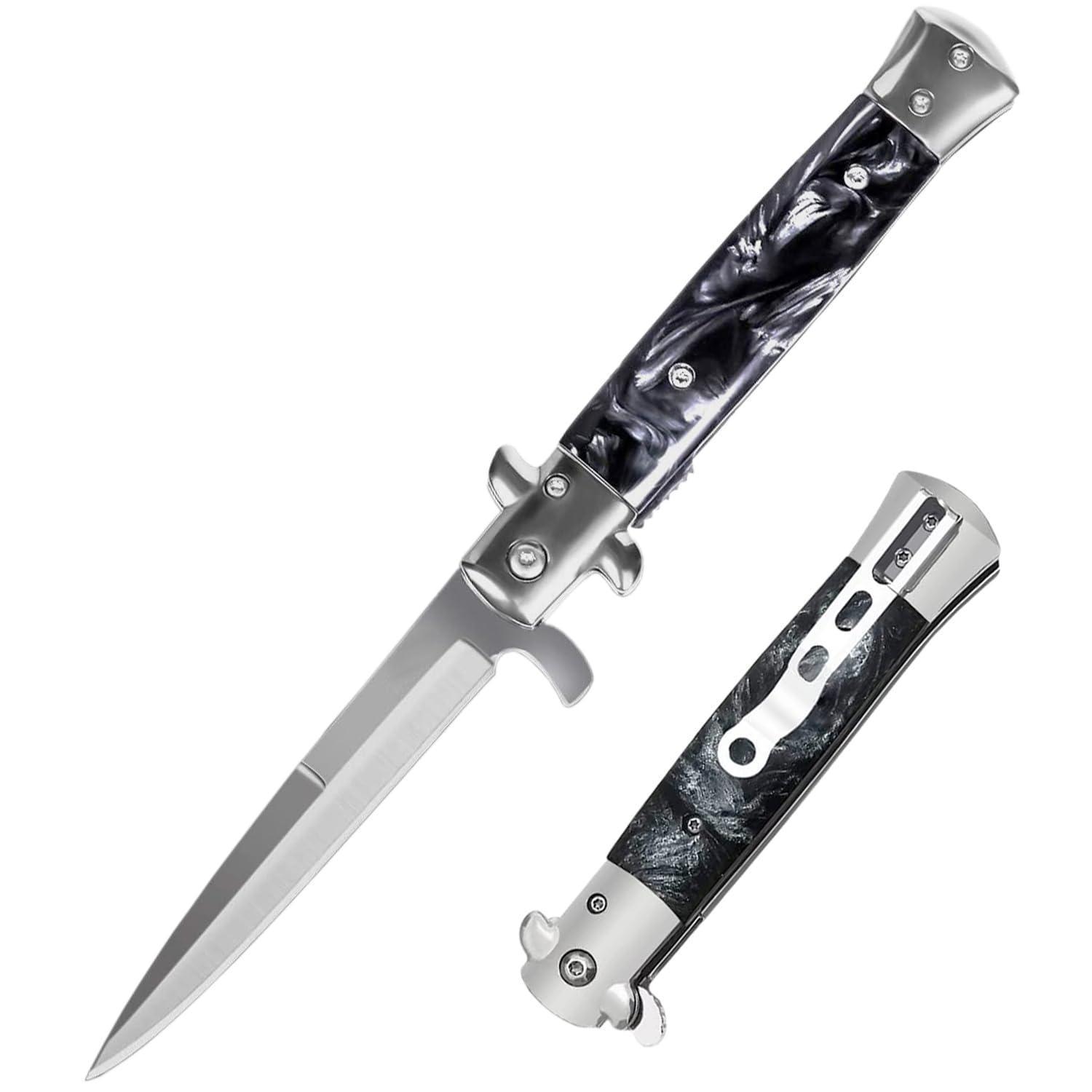 Klappmesser Mit Gürteltasche & Messerschärfer, Einhandmesser Edelstahl, Outdoor Geschenk