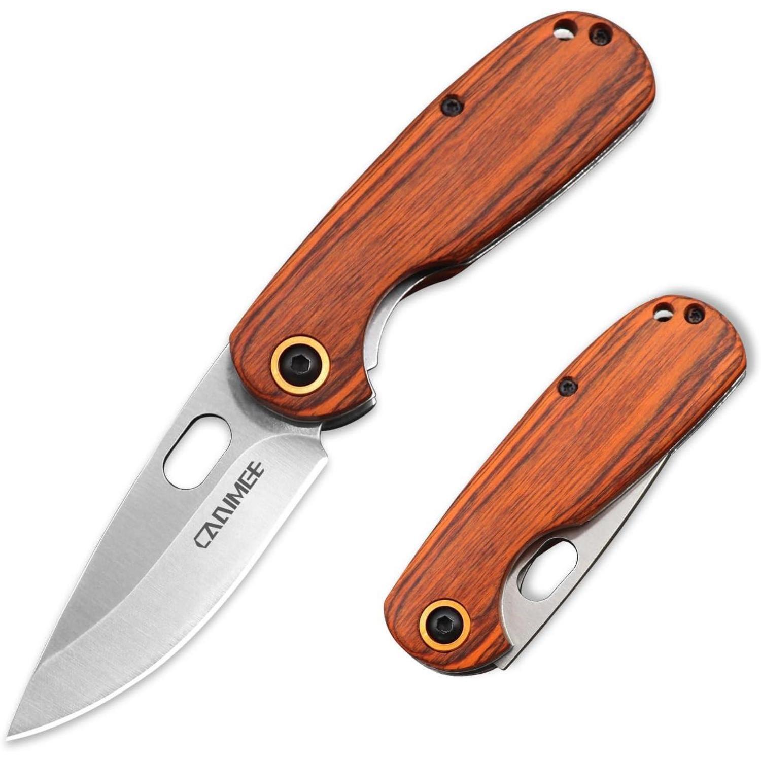 Klappmesser Mit Holzgriff, D2 Stahlklinge, Edc Taschenmesser Für Outdoor Camping