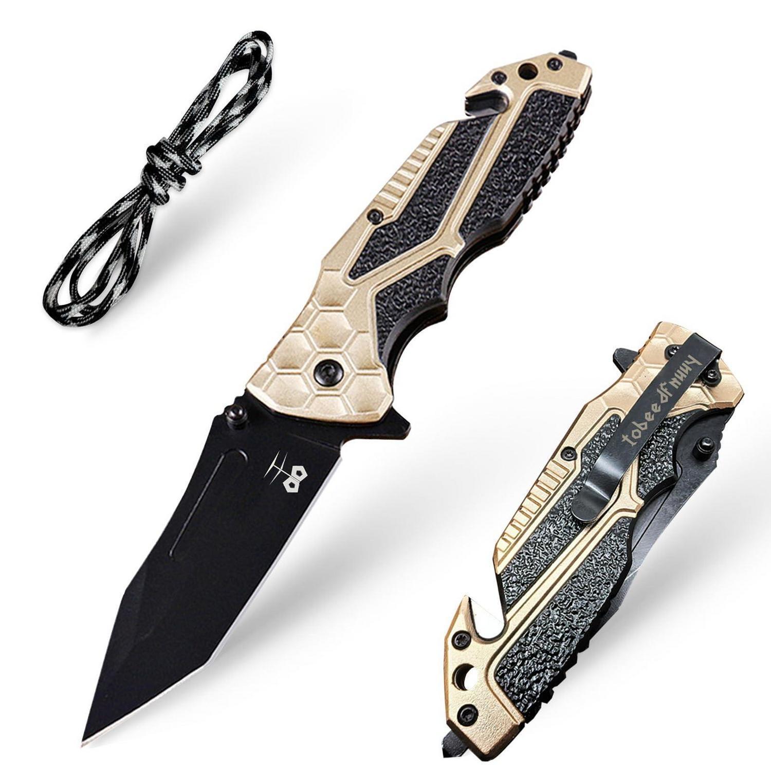 Klappmesser Rettungsmesser Mit Glasbrecher, Seilschneider & Gürtelclip