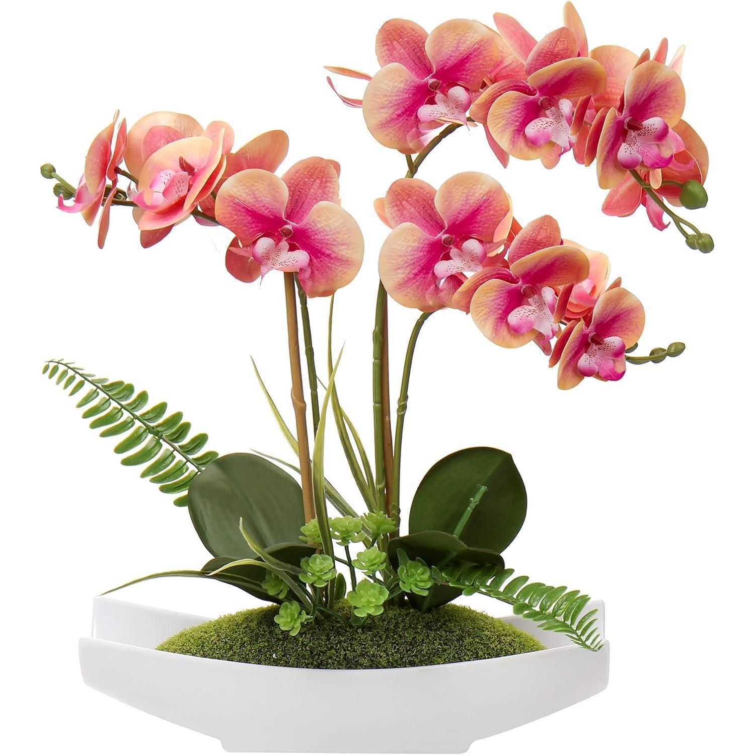 Künstliche Orchidee Phalaenopsis Mit 3 Stielen, Naturgetreu, Pflegeleicht, Deko-blume Im Topf